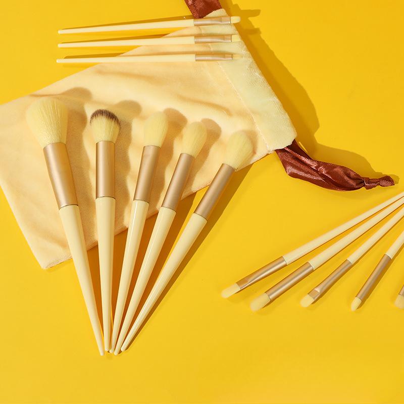 13-Piece Makeup Brush Set, Foundation Brush, Eyeshadow Brush, Highlighter, Loose Powder, Blush, Green Makeup Brush Set