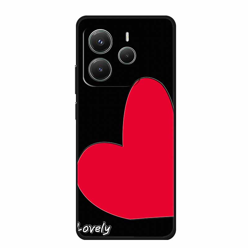 3D Emboss Case For Xiaomi Redmi Note 14 Phone Case Flowers Black Silicone Soft Back Cover Coque For Redmi Note 14 5G Global Case