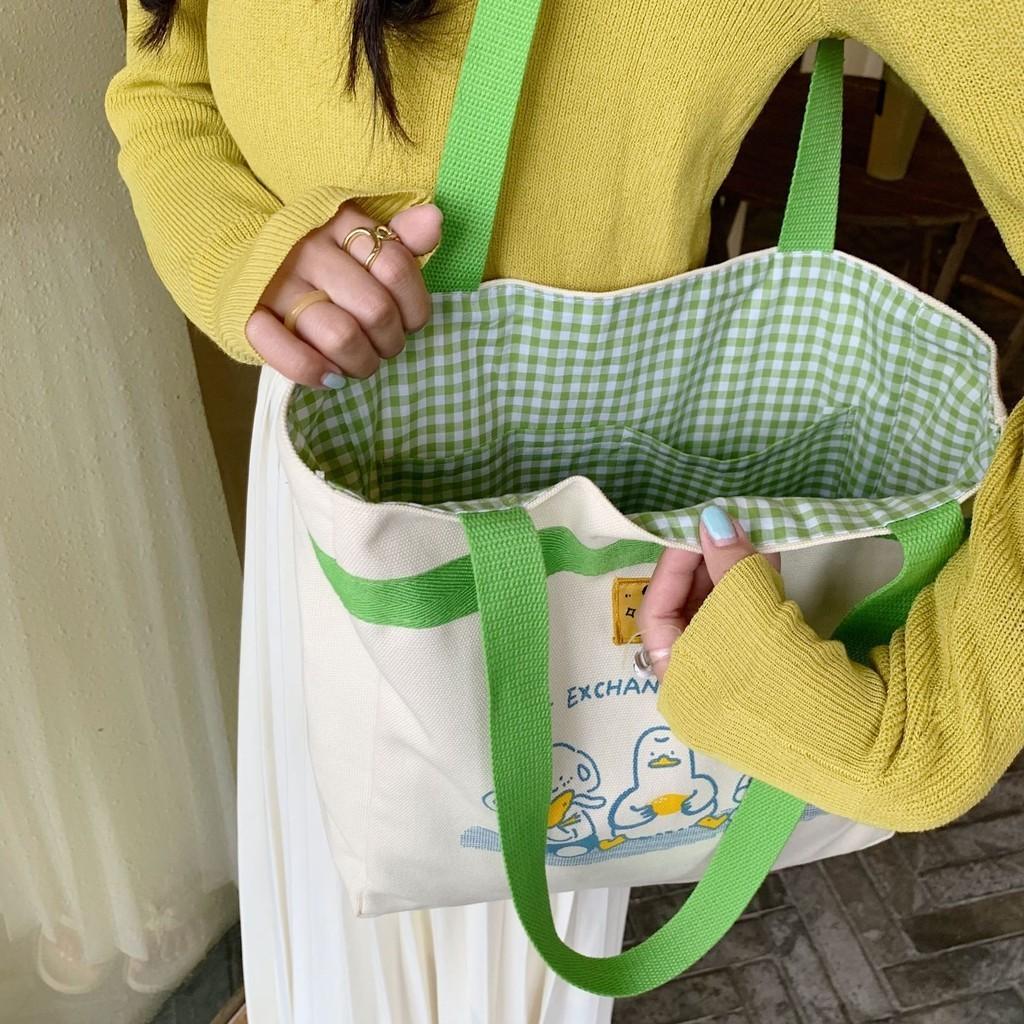 Очаровательная холщовая сумка-тоут в стиле Инс, милая повседневная сумка через плечо для школы, на каждый день