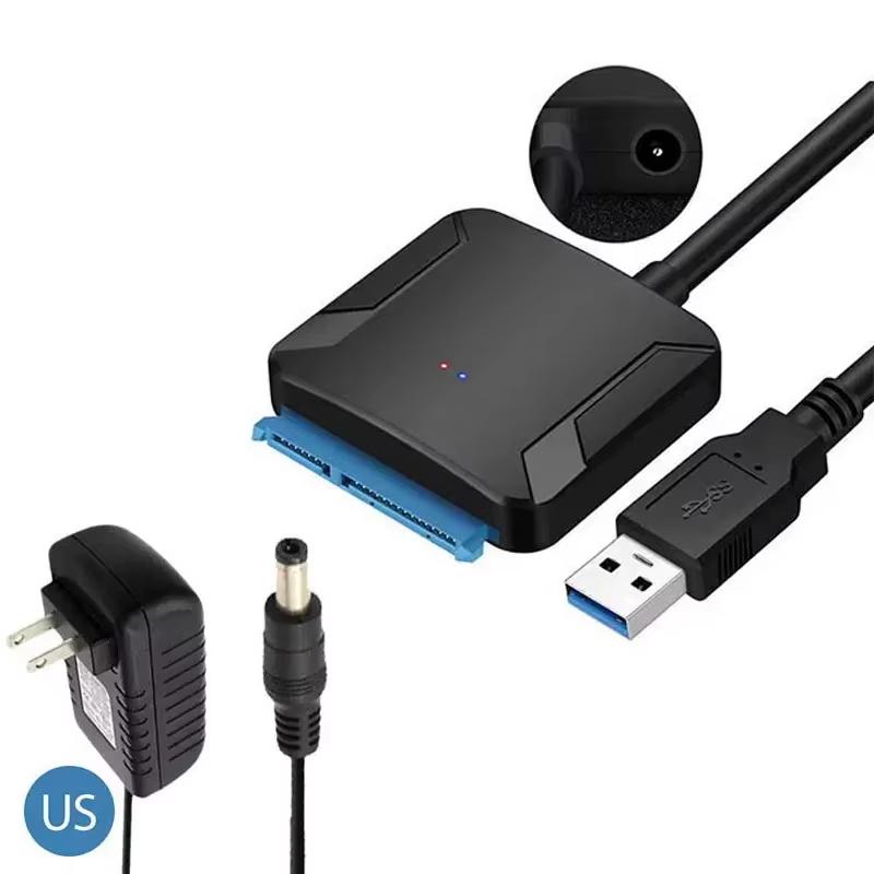 USB3.0 to SATA 3.5 HDD Cable SATA III Hard Drive Adapter Converter for 2.5" SSD HDD Hard Drive Disk with 12V/2A Power Adapterer