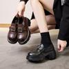 2025 Spring New Leather Platform Loafers Women's Comfortable Height Increase Soft Sole Single Shoes Small Versatile Small Leather Shoes