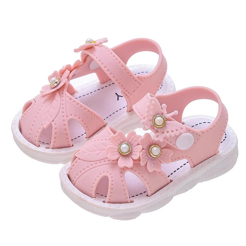Сандалии для девочек, летние детские сандалии Baotou для детей 0–3 лет, модная нескользящая прогулочная обувь с мягкой подошвой и пряжкой, маленькая принцесса