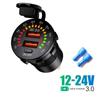 12V 24V Car Charger PD USB QC3.0 Fast Charge Socket with ON/Off Switch and Voltage Display for Car Boat Motorcycle Truck