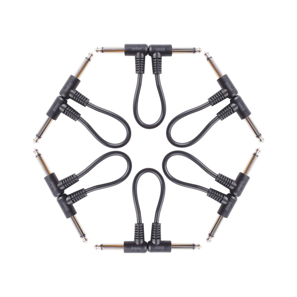 6Pcs Guitar Patch Cables 7 Inch Guitar Pedal Cable 6.35mm Interface Right Angle Type Connectors