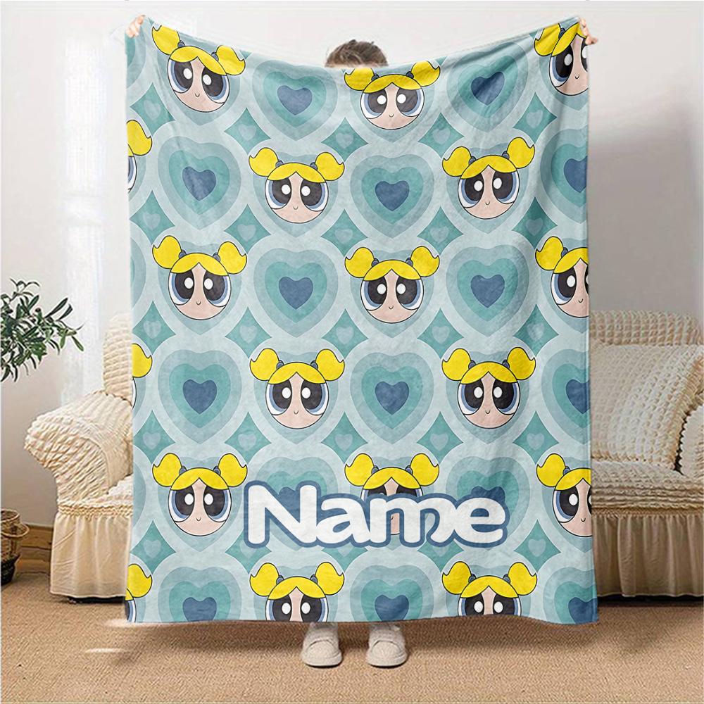 Custom Name Powerpuff Girls Party Blanket For Couch Bed Plush Cozy Fuzzy Blanket Super Soft Warm Blankets For Fall And Winter 0916295