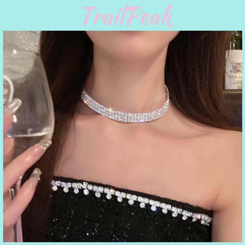 Luxury 2024 Bling Clavicle Diamond Necklace Highend Layered Choker For Influencers