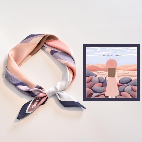 Silk Scarf for Women Soft Breathable Fashionable Neck Collar with Colorful Print Perfect for Parties Commutes