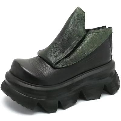 Модные осенне-зимние ботинки 2024 года в стиле ретро на толстой подошве, модные удобные нескользящие женские туфли с застежкой-молнией сзади