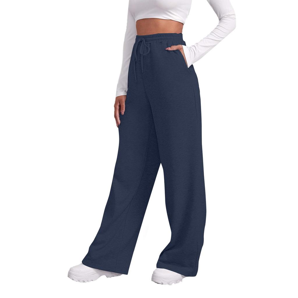 Women's Winter Sweatpants Solid Color Casual Pants Women's Fleece Sweatpants Wide Leg Straight Pants