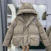 2024 осенне-зимняя одежда новая короткая ретро литературная талия и тонкий пуховик женская белая утиная пуховая теплая куртка с капюшоном