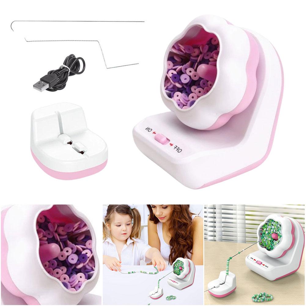 Электрический спиннер для бисера для изготовления украшенийСпиннер для глиняного бисера Чаша для бисера Глиняный бисер с иглой и нитью Изготовление браслетов