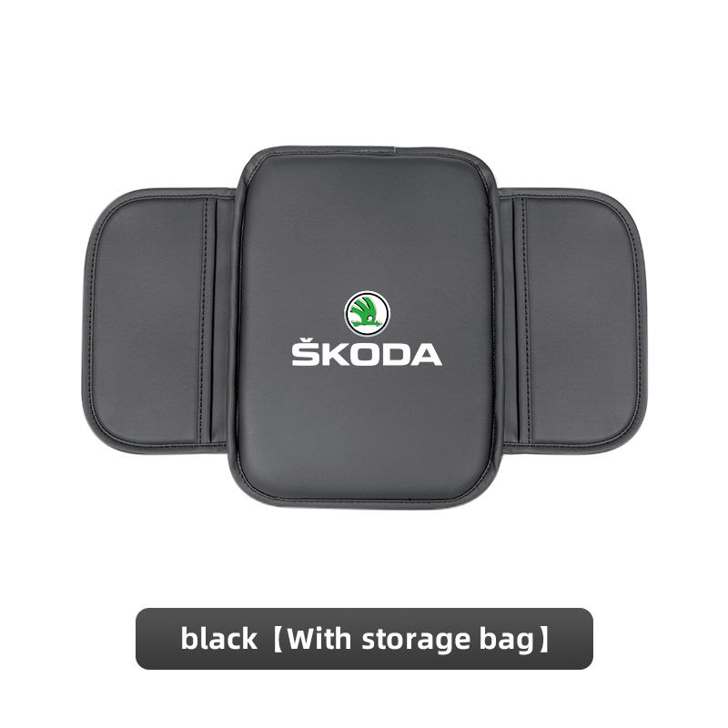 CWWR6 Leather Car Armrest Box Pad Central Arm Rest Storage Pocket Protective Cover For New Skoda Octavia Kodiaq Fabia Superb Karoq