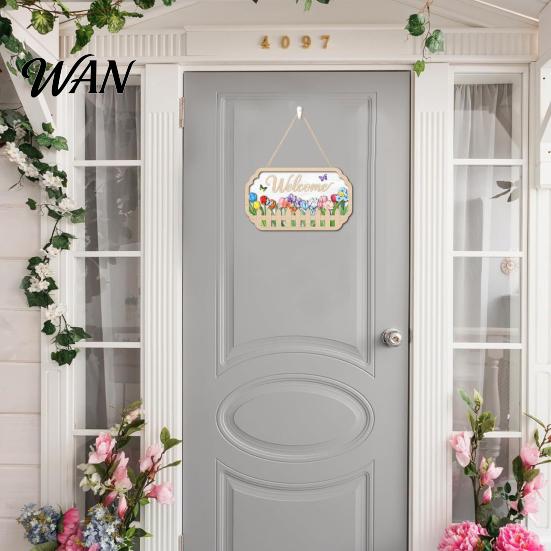 Weather-resistant Porch Decor Wooden Welcome Door Sign for Front Door, Waterproof Hanging Sign, Hanger Decoration Home Farmhouse Garden Yard