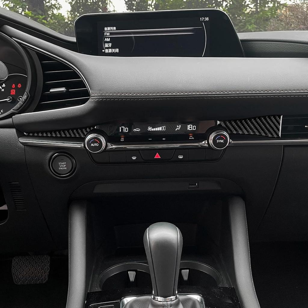 AIRSPEED Carbon Fiber for Mazda 3 Axela 2019-2025 Center Console Air Vent Outlet Panel Cover Interior Trim Accessory, Black