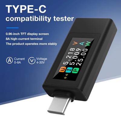 0-12А 4-30В Type-c Тестер напряжения Цифровой вольтметр Монитор тока и напряжения HD IPS Дисплей Тестер емкости зарядного устройства