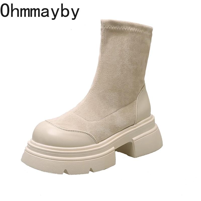Fashion Autumn Chunky Women Slim Short Boots Fashion Back Zippers Thick Heel Ankle Booties Street Style Female Shoes