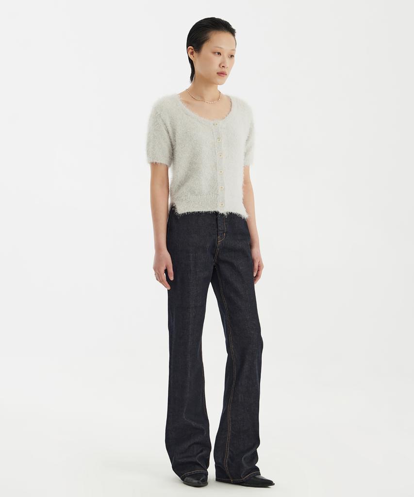 YOUTH Scoop-Neck H/S Knit Cardigan - Light Gray