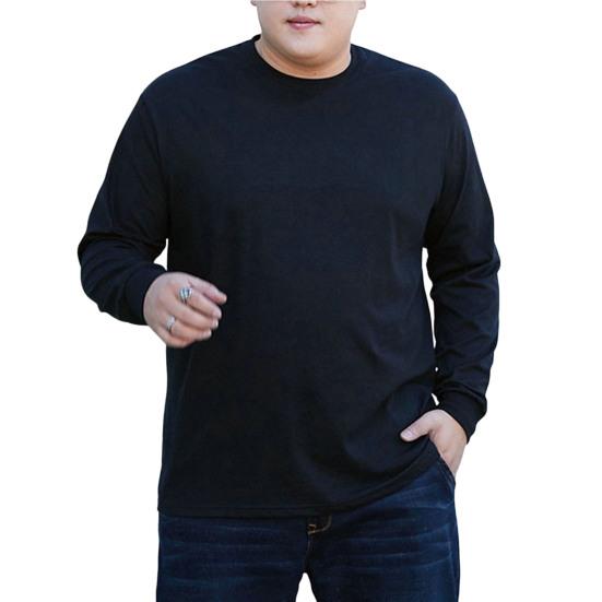 Осень-зима мужская футболка однотонная с длинными рукавами с круглым вырезом уличная одежда больших размеров свободный пуловер с манжетами в рубчик для улицы