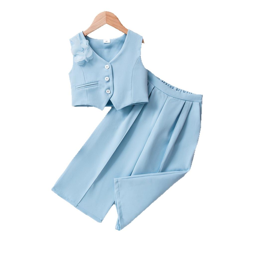 Летний детский комплект безрукавки и брюк для девочек