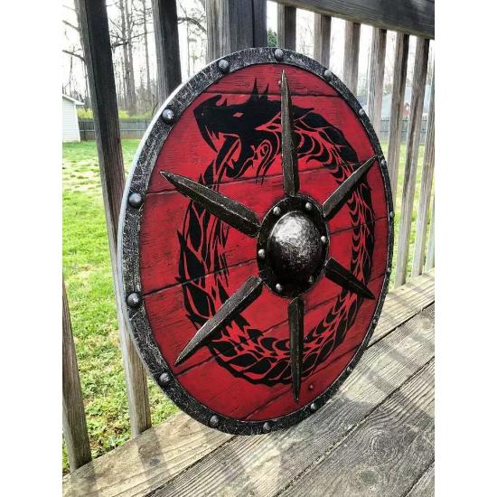 Medieval Larp Warrior Wood & Steel Viking Round Shield Armor Templar Shield