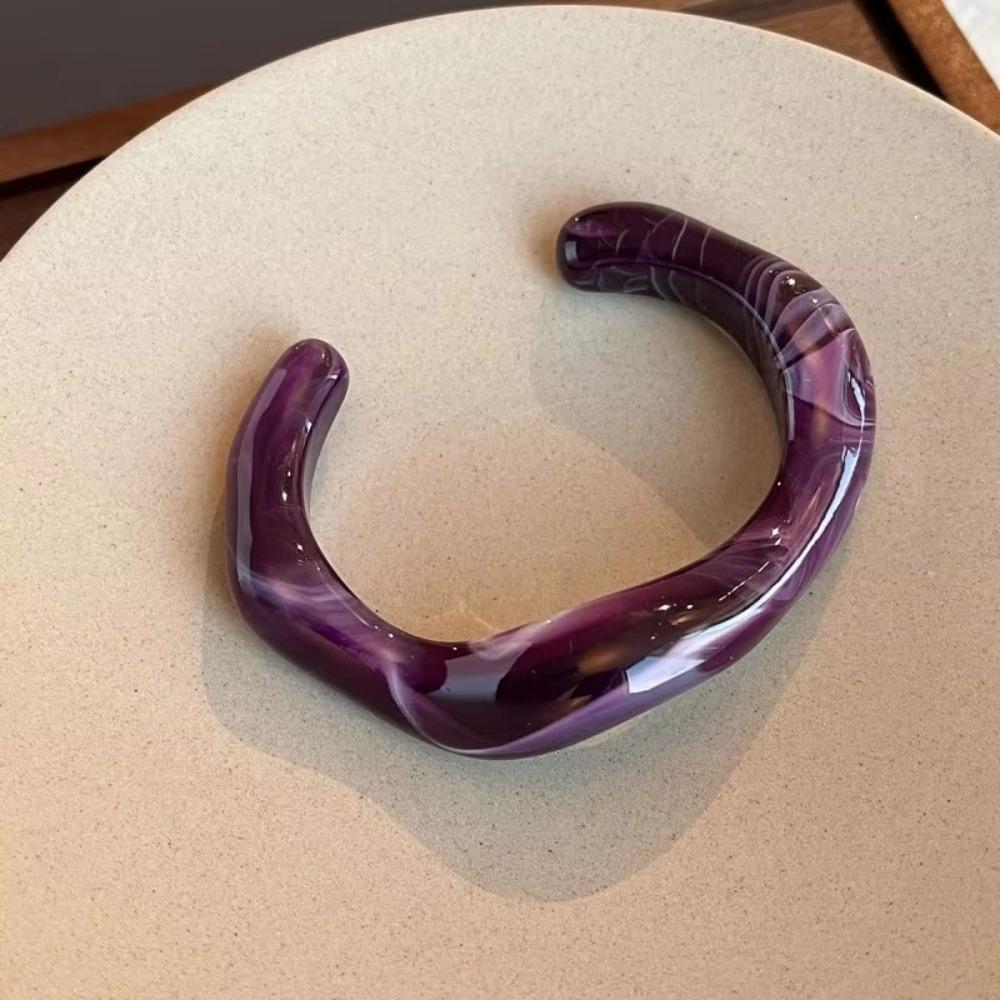 Браслеты с неровными манжетами Акриловый текстурный браслет Простой геометрический открытый браслет Женские украшения