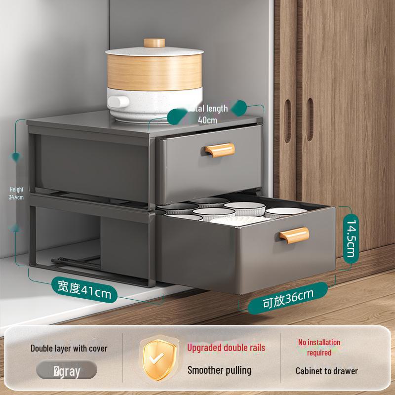 Стойка для шкафа с ящиками: Выдвижная корзина для специй и мисок