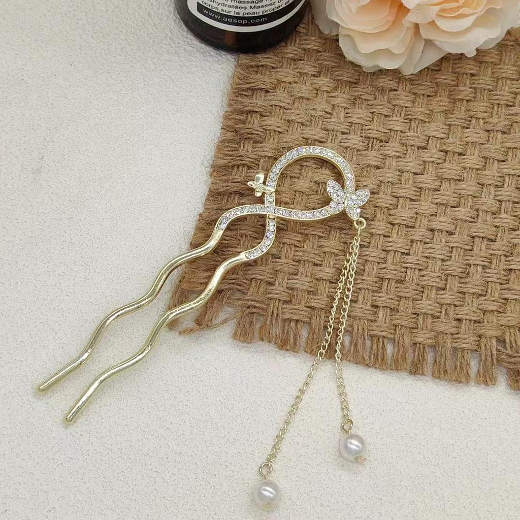 Элегантная жемчужная кисточка-заколка для волос для женщин - современный и старинный стиль Cheongsam U-образная заколка для волос