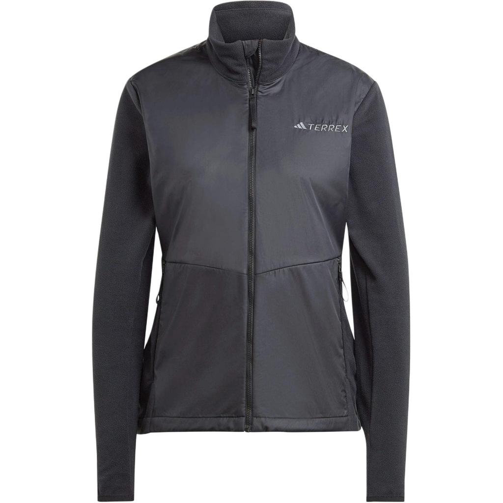 Adidas Multi Wind Solid Color Splicing Stand Collar Zipper Comfortable Long Sleeve Jacket Women Jacket Black IJ0545