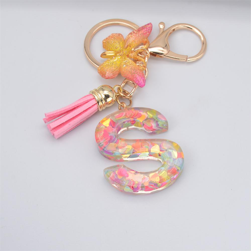 Fashion DIY A-Z Letters keychain Metal Holder Pendent Key Chain Women Car Key Ring Simple Letter Key Party Gift Jewelry