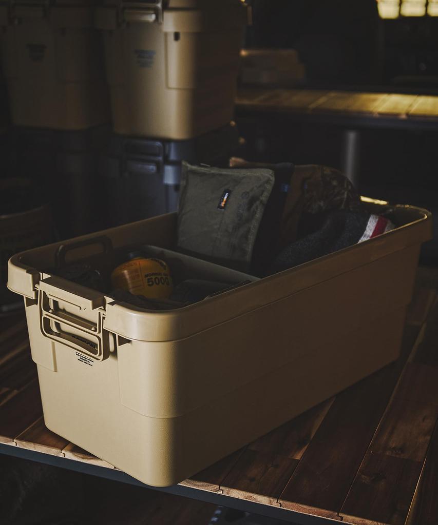 GORDON MILLER Car 70L Stacking Trunk Cargo Storage Box Organizer Coyote Beige with Lid Outdoor Sitting Large Capacity 1628754