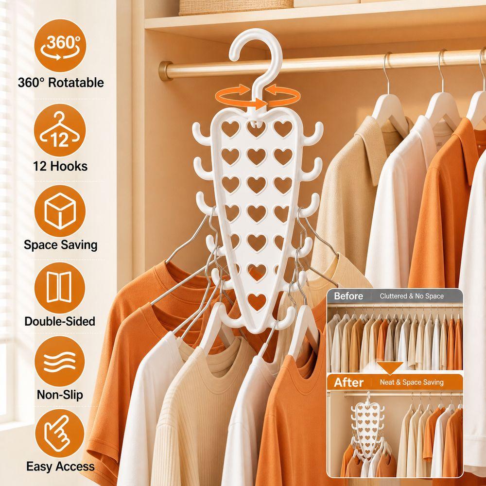 V Shaped Wall Mounted Rack Rotatable Hanger Organizer New Storage Rack for Wardrobe Dorm Room