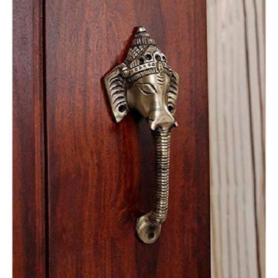 Новая латунная антикварная коричневая дверная ручка Crown Ganesha, 8 дюймов, антикварная коричневая, стандартная, упаковка из 1 шт. - латунь, ручка-скоба