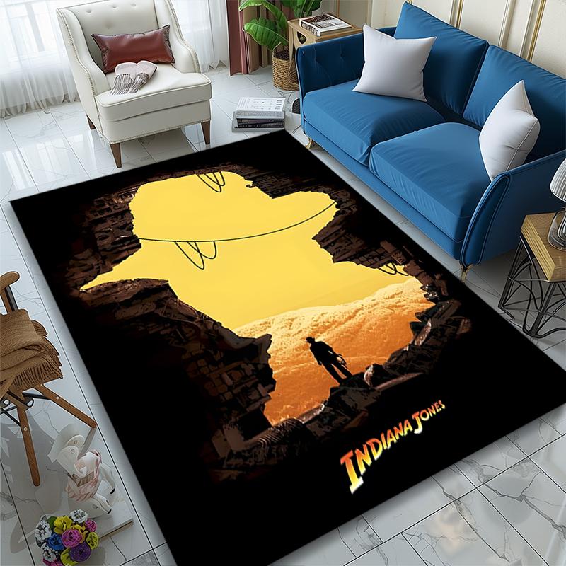 1pc Office Printed Area Carpet, INDIANA JONES Rug, Home Sofa Chair Mat For Christmas and Halloween Décor