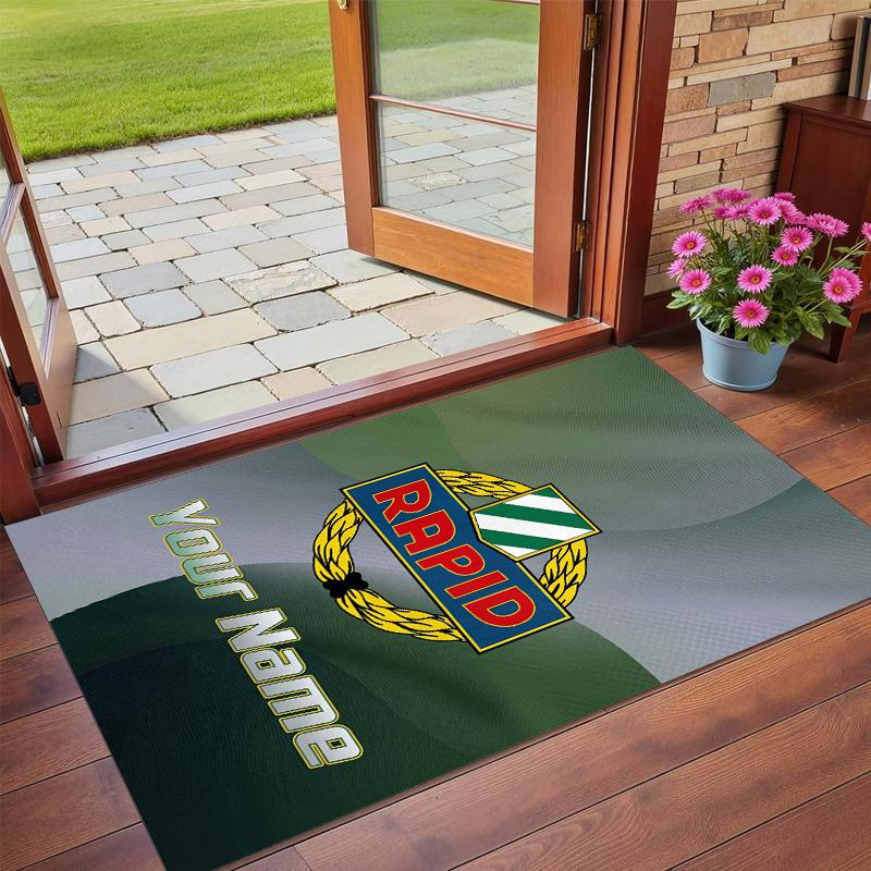 Crystal Velvet Rug Custom Name Text, Soft Non Slip Floor Mat Home DecorRapid Wien FC