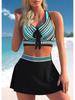 New 2024 Sexy Two Piece Swimsuit Tankini Swimwear Women Monokini Summer Swimsuit Loose Swim Skirt Ladies High Waist Bathing Suit