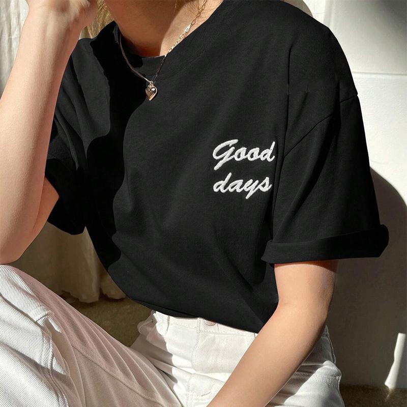 Модная женская креативная однотонная футболка с буквенным принтом, забавная повседневная футболка с круглым вырезом и короткими рукавами, летняя женская футболка