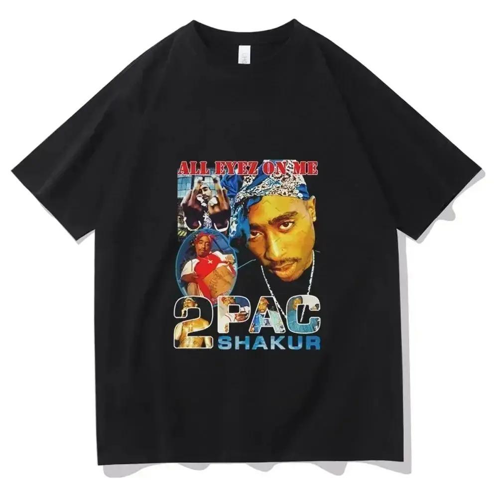 Тупак Шакур (2Pac) """All Eyez On Me""" 90-е Западное Побережье Хип-Хоп Легенда Графический Принт Оверсайз Винтажная Уличная Одежда Фан-Мерч Рэпа Футболка Топ