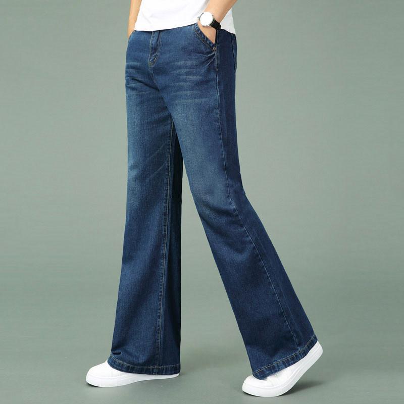 Jeans Men Men's Flared Jeans Boot Cut Leg Flared Loose High Waist Male Designer Classic Denim Jeans