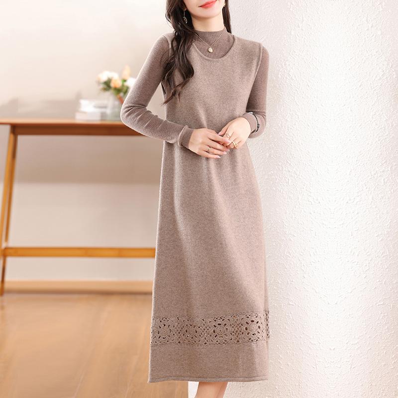 Женское кашемировое платье Qinghe кашемир 30% кашемир 70% шерсть осенне-зимняя кашемировая юбка мягкая и теплая