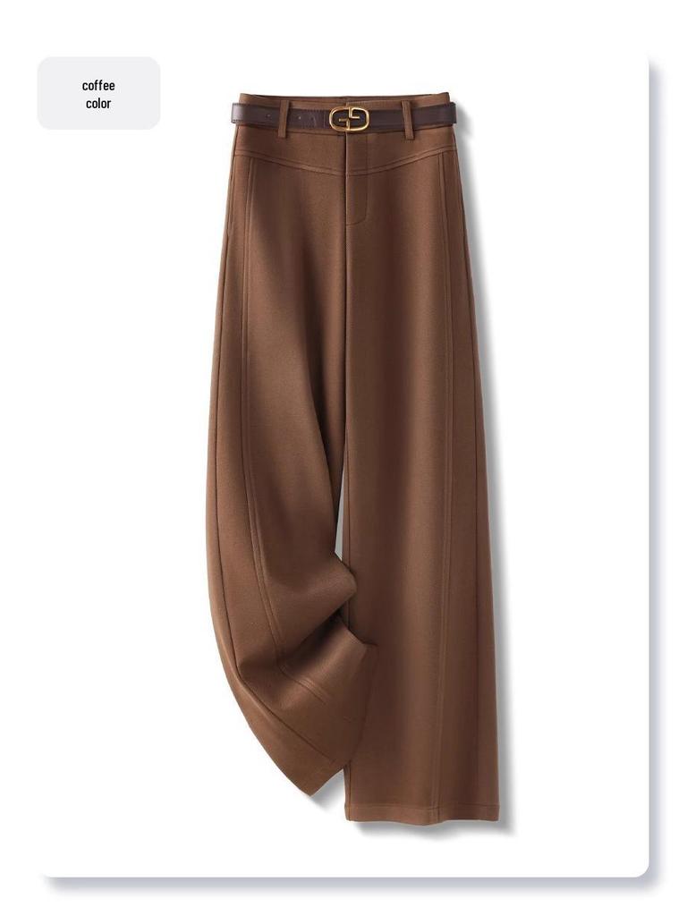 Women's Woolen Casual Pants - 2024 Autumn/Winter Collection, Relaxed Fit, Narrow/Wide Leg, Lazy Straight-Leg Style