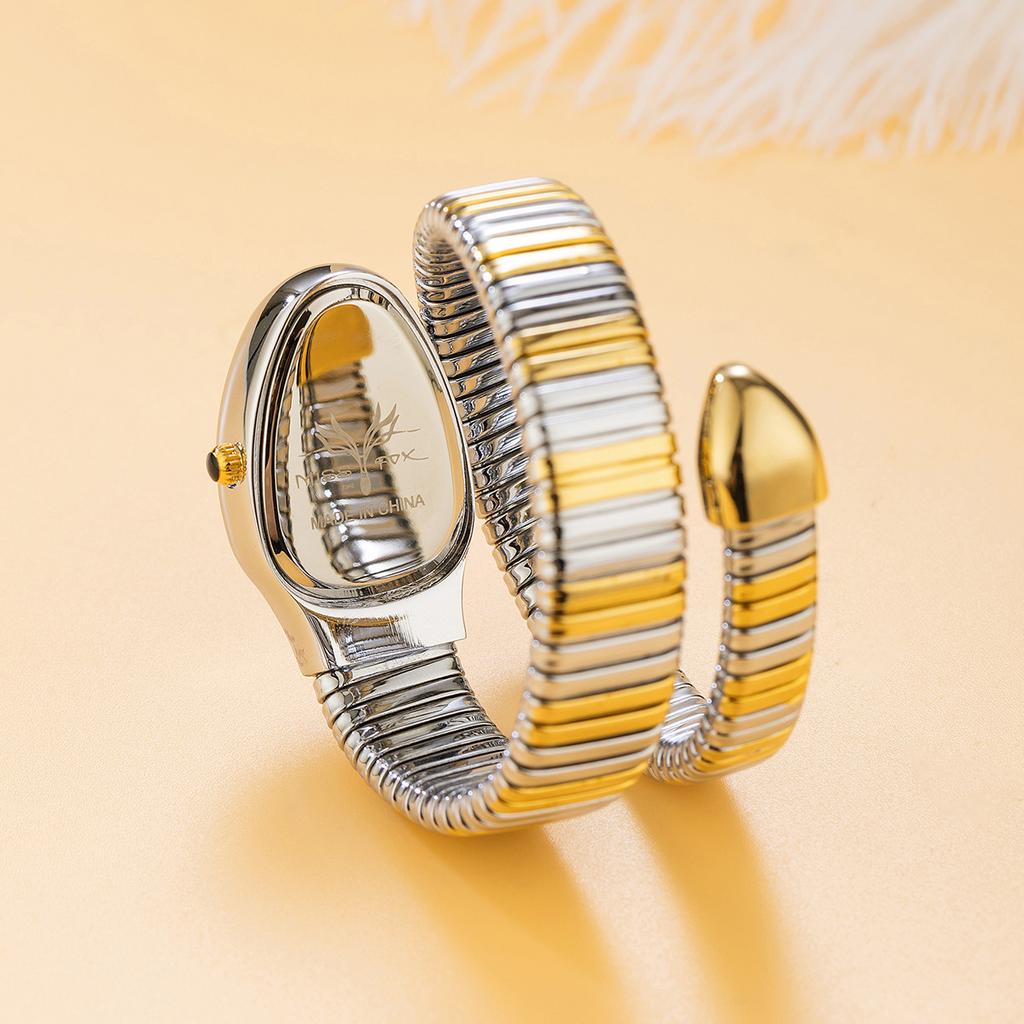 MISSFOX Snake Bracelet Fashion Women Watch Gold Stainless Steel Quartz Watch Women Casual Lady Wristwatch