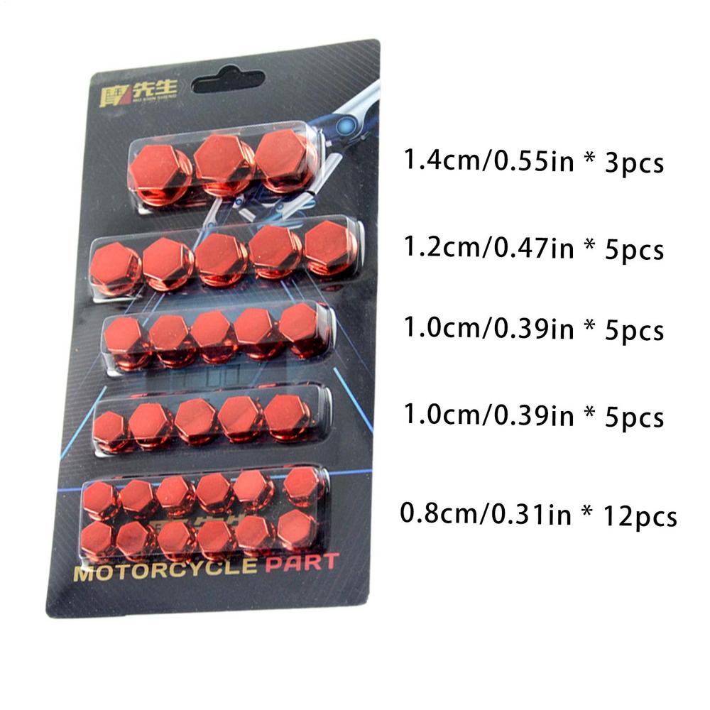 Motorcycle Nut Bolt Cover Motorcycle Screw Hat Cover 30PCS/Set Screw Nut Bolt Covers Rustproof Engine Nut Bolt Cover