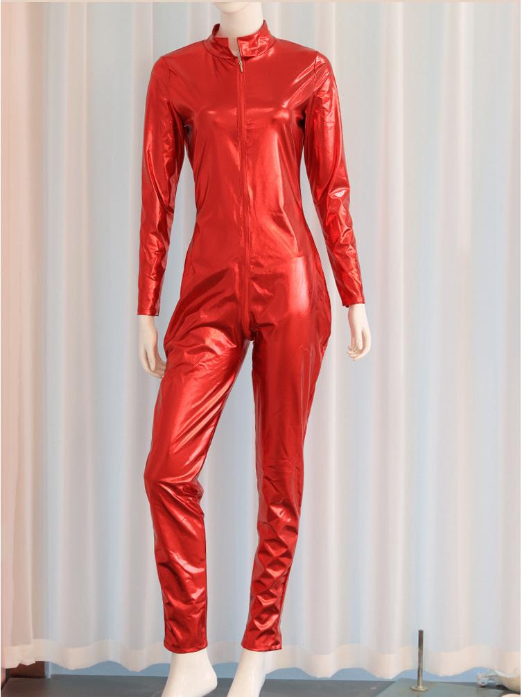 Европейский и американский взрослый лаковый боди на молнии - Сексуальный SM эротический набор