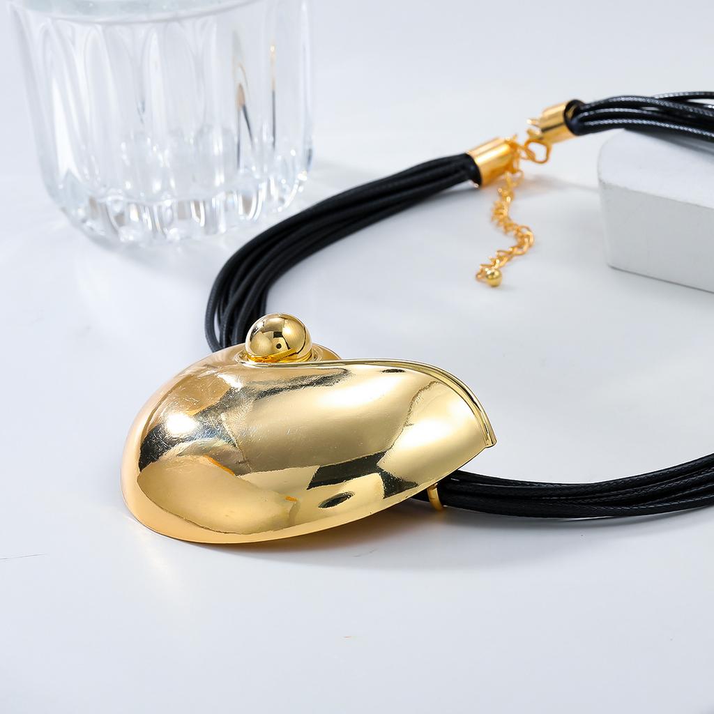 Винтажные металлические подвески в виде раковины для женщин, кожаные веревочные цепи, колье, ожерелье, пляжная вечеринка, ювелирные изделия, воротник, подарки