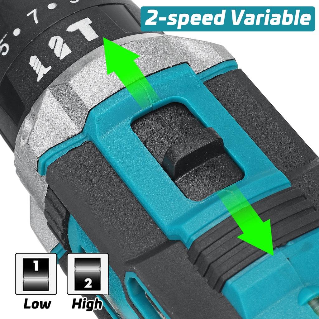 288VF 3 в 1 350 Нм 1/2" Ударная дрель с набором сверл + Отвертка Электроинструмент Перезаряжаемая Беспроводная дрель Бесщеточный Ударный гайковерт