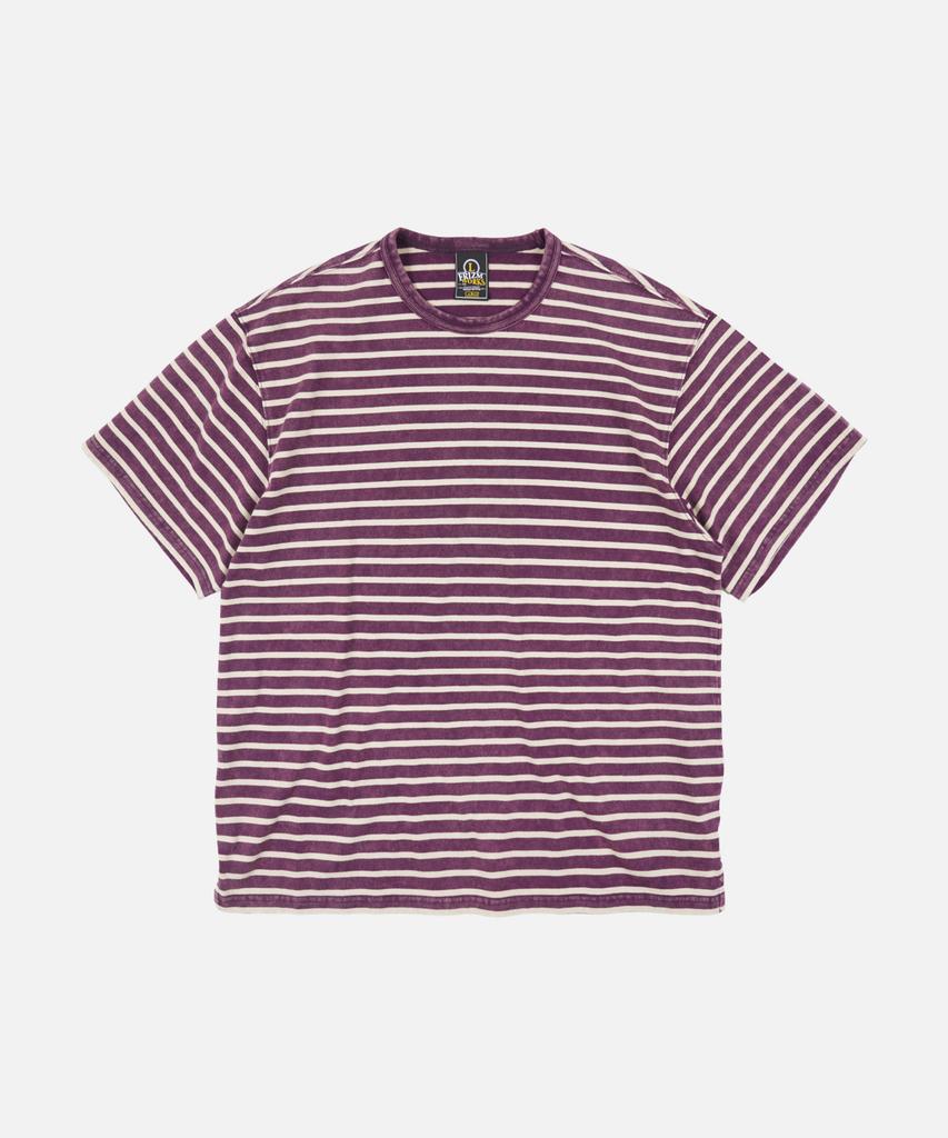 FRIZMWORKS Vintage Faded Stripe Half Tee _ Purple