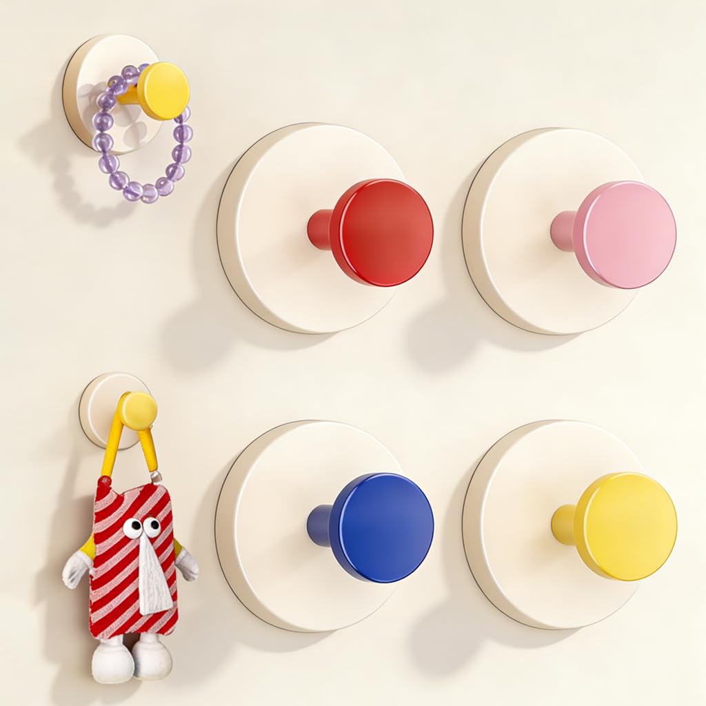 5-Pack Adhesive Hat Hooks for Wall - Minimalist Baseball Cap Organizer & Display Rack - No Drilling Sticky Hat Hangers for Door, Closet & Room Decor