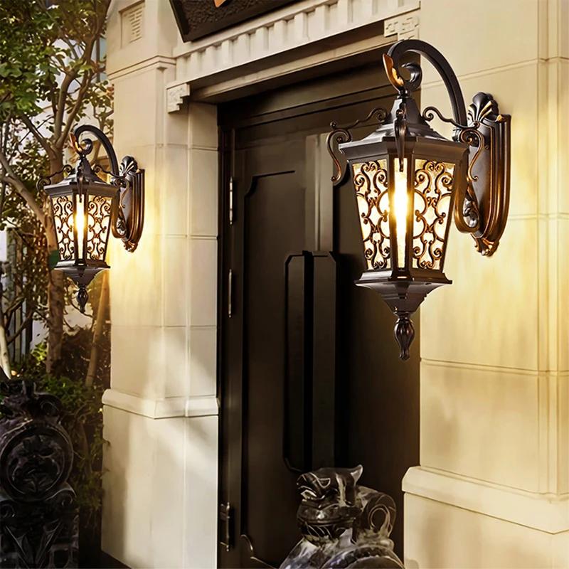 Европейский стиль наружный настенный светильник ретро крыльцо лампа бронза водонепроницаемый IP65 для дома вилла наружный патио дверной проем винтажный бра