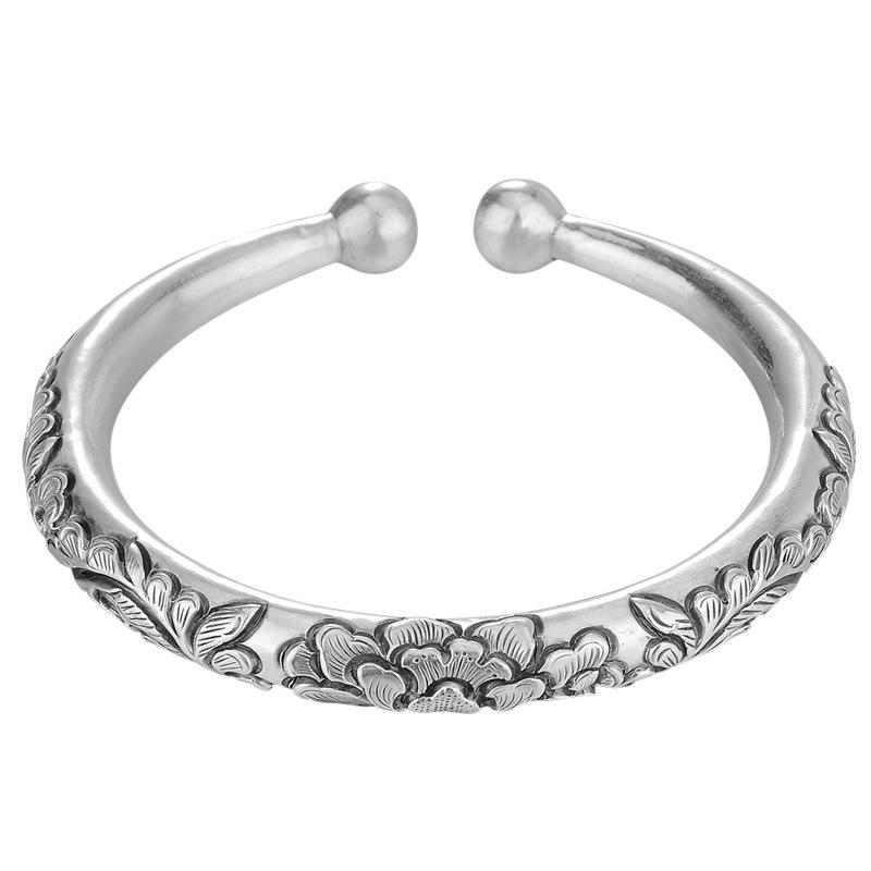 New Fashion Bracelet Round Head Peony Bracelet High End Exquisite Relief Opening Bracelet