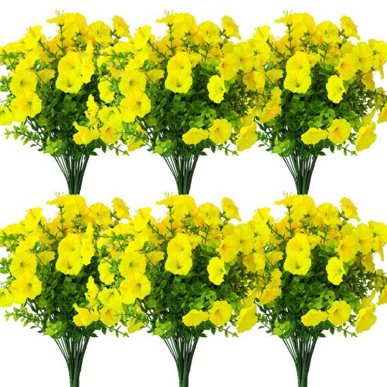 Букет искусственных цветов петунии, искусственные цветы для улицы, реалистичные, устойчивые к ультрафиолетовому излучению, искусственные цветы для крыльца, патио, подвесной корзины